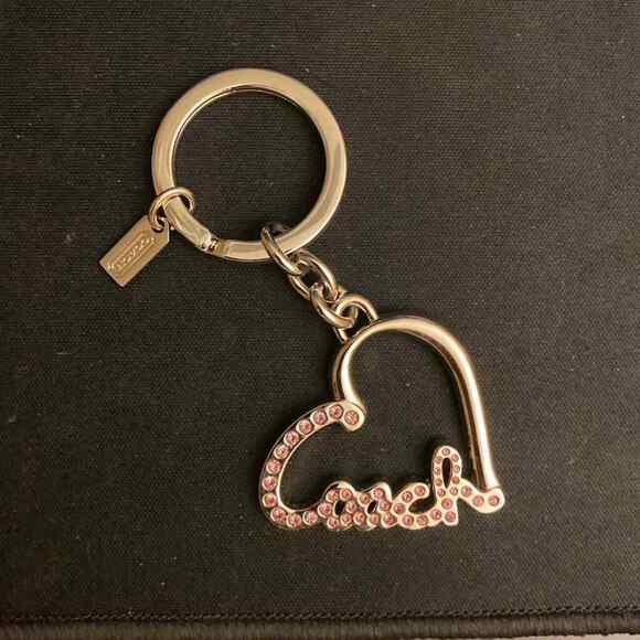 Coach Keychain/Keyring/Charm | Heart Shaped with Pink Jewels | New - Picture 1 of 2